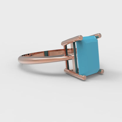 2.5 cttw Simulated Turquoise Solitaire  Engagement Ring - Solid Gold (Radiant Cut,8.5x6.5mm)