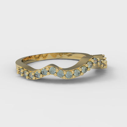 0.23 cttw Blue Moissanite Round Cut Yellow Gold Eternity Wedding Band