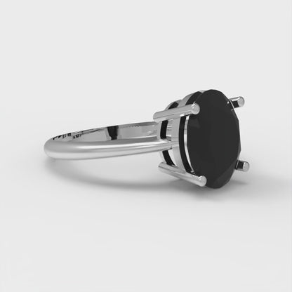 2 cttw Natural Onyx Solitaire  Engagement Ring - Solid Gold (Oval Cut,9x7mm)