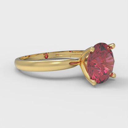2 cttw Simulated Pink Tourmaline Solitaire  Engagement Ring - Solid Gold (Round Cut,8.0mm)