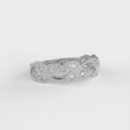 0.17 cttw Yellow Moissanite Round Cut White Gold Eternity Wedding Band