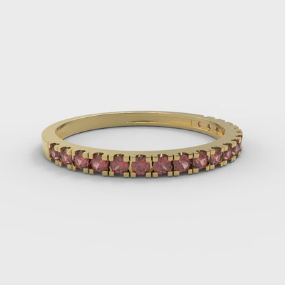 0.285 cttw Simulated Ruby Round Cut Yellow Gold Eternity Wedding Band
