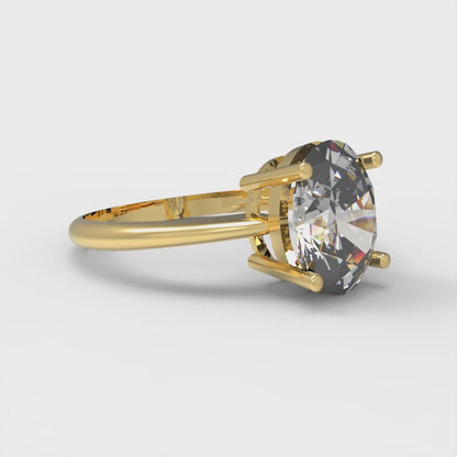 2 cttw White Sapphire Solitaire  Engagement Ring - Solid Yellow Gold (VVS1, Oval Cut,9x7mm)