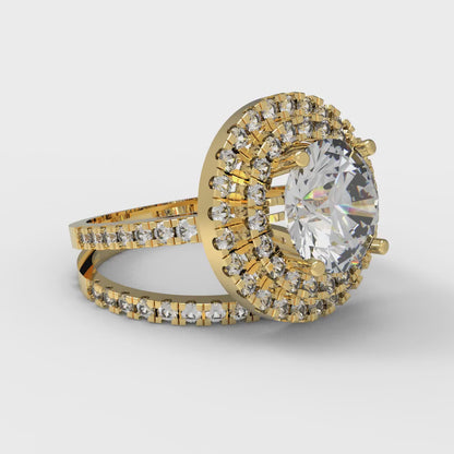 2.73 cttw Round Cut Moissanite Bridal Set - Solid Yellow Gold Engagement Ring & Wedding Band