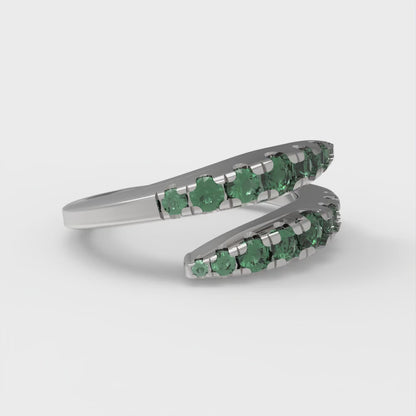 0.235 cttw Simulated Emerald Round Cut White Gold Eternity Wedding Band