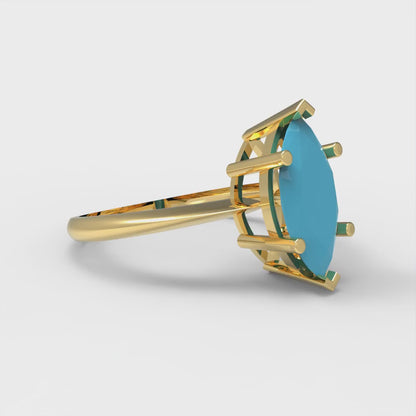 1.5 cttw Simulated Turquoise Solitaire  Engagement Ring - Solid Gold (Marquise Cut ,11x5.5mm)