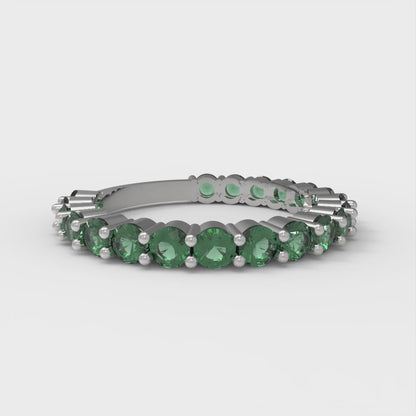 1.2 cttw Simulated Emerald Round Cut White Gold Eternity Wedding Band