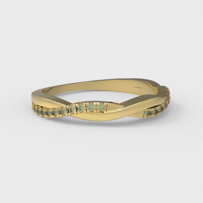 0.16 cttw Natural Peridot Round Cut Yellow Gold Eternity Wedding Band