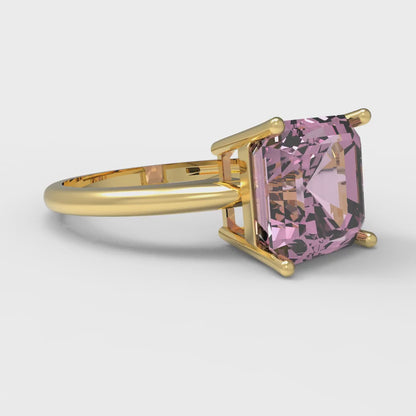 2.5 cttw Zirconia Simulated Pink Diamond Solitaire  Engagement Ring - Solid Gold (VVS1, Asscher Cut,8.0mm)