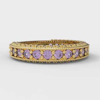 1.44 cttw Simulated Alexandrite Round Cut Yellow Gold Eternity Wedding Band