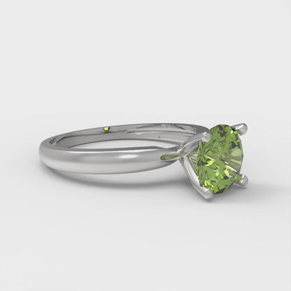 1 cttw Natural Peridot Solitaire  Engagement Ring - Solid Gold (Round Cut,6.5mm)