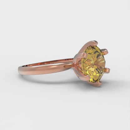 3 cttw Natural Citrine Solitaire  Engagement Ring - Solid Gold (Round Cut,9.0mm)