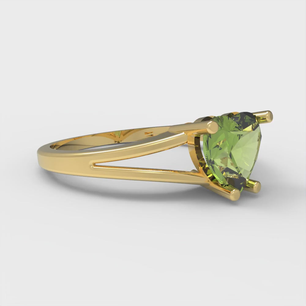 1 cttw Natural Peridot Solitaire  Engagement Ring - Solid Gold (Heart Cut,6.5mm)