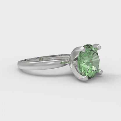 3 cttw Zirconia Simulated Green Diamond Solitaire  Engagement Ring - Solid Gold (VVS1, Round Cut,9mm)