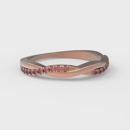 0.16 cttw Simulated Pink Tourmaline Round Cut Rose Gold Eternity Wedding Band