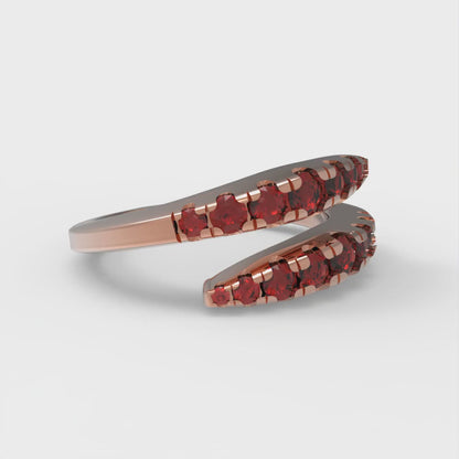 0.235 cttw Natural Garnet Round Cut Rose Gold Eternity Wedding Band