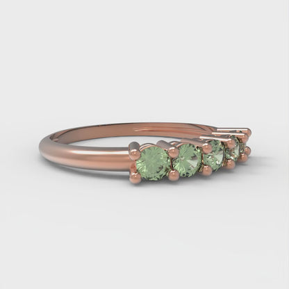 0.35 cttw Simulated Green Diamond Round Cut Rose Gold Eternity Wedding Band