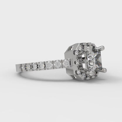 0.89 cttw White Sapphire Hidden Halo Engagement Ring - Solid Gold (Princess Cut,4.5mm)