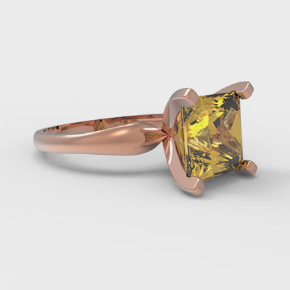 2.5 cttw Natural Citrine Solitaire  Engagement Ring - Solid Gold (Princess Cut,7.5mm)