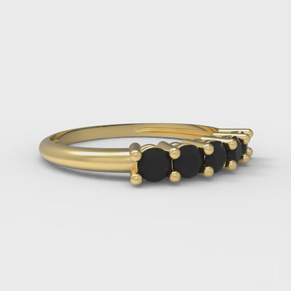 0.35 cttw Natural Onyx Round Cut Yellow Gold Eternity Wedding Band