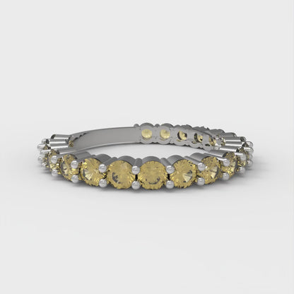 1.2 cttw Simulated Yellow Diamond Round Cut White Gold Eternity Wedding Band
