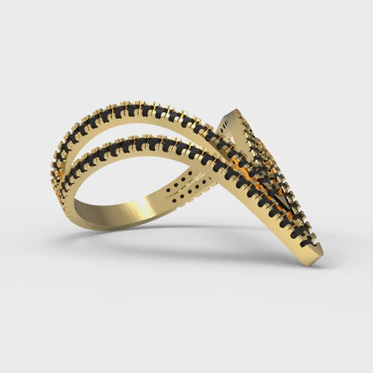 0.525 cttw Natural Onyx Statement Engagement Ring - Solid Yellow Gold (VVS1, Round Cut,1.0mm)