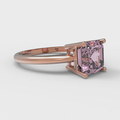 1.5 cttw Zirconia Simulated Pink Diamond Solitaire  Engagement Ring - Solid Rose Gold (VVS1, Asscher Cut,6.5mm)
