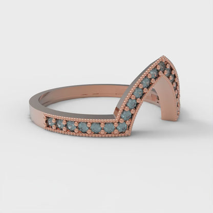 0.1875 cttw Natural London Blue Topaz Round Cut Rose Gold Eternity Wedding Band