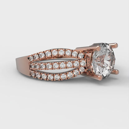 1.27 cttw White Sapphire Solitaire with Zirconia Simulated Diamond Accents Engagement Ring - Solid White/Rose Gold (VVS1, Round Cut,6.5mm)
