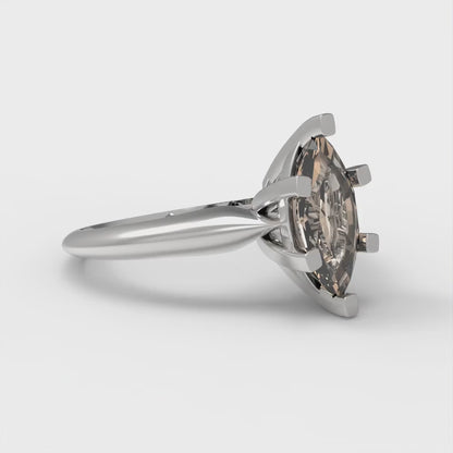 1 cttw Yellow Moissanite Solitaire  Engagement Ring - Solid White Gold  (VVS1, Marquise Cut,10x5mm)