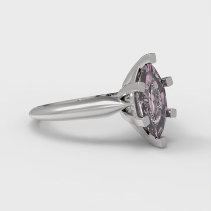 1 cttw Zirconia Simulated Pink Diamond Solitaire  Engagement Ring - Solid Gold (VVS1, Marquise Cut,10x5mm)