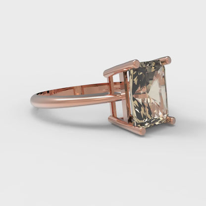 2.5 cttw Natural Morganite Solitaire  Engagement Ring - Solid Gold (Radiant Cut,8.5x6.5mm)