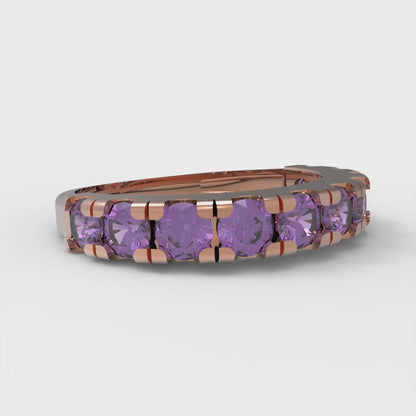 1 cttw Simulated Alexandrite Round Cut Rose Gold Eternity Wedding Band