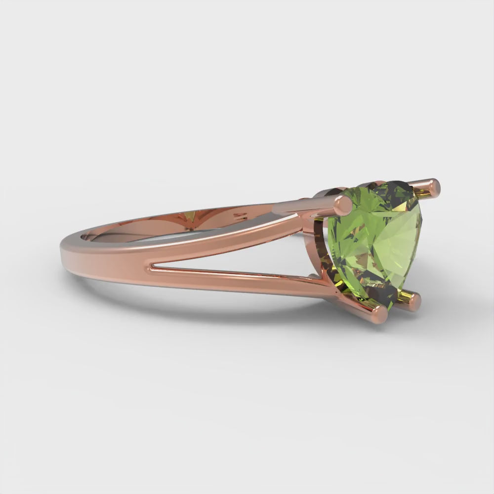1 cttw Natural Peridot Solitaire  Engagement Ring - Solid Gold (Heart Cut,6.5mm)