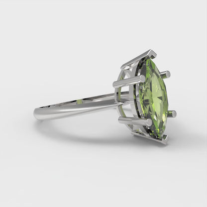 1.5 cttw Natural Peridot Solitaire  Engagement Ring - Solid Gold (Marquise Cut ,11x5.5mm)