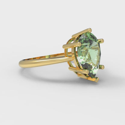 2 cttw Zirconia Simulated Green Diamond Solitaire  Engagement Ring - Solid Gold (VVS1, Pear Cut,10x7mm)