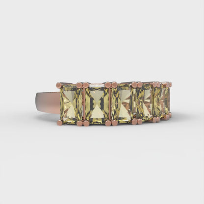 2.61 cttw Natural Citrine Emerald Cut Rose Gold Eternity Wedding Band