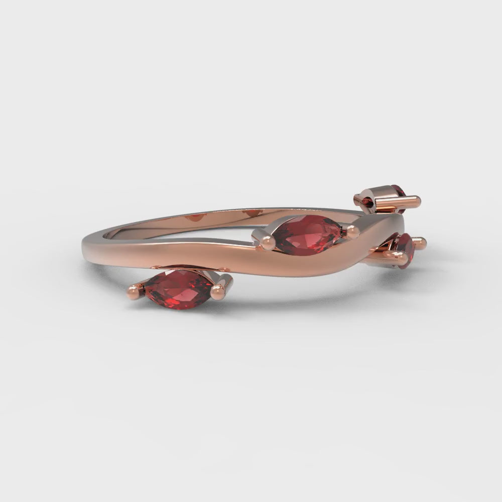 0.4 cttw Natural Garnet Marquise Cut Rose Gold Eternity Wedding Band