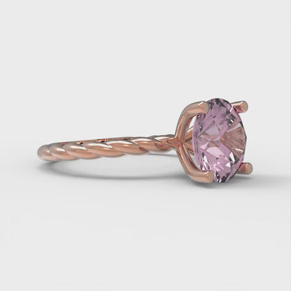 2 cttw Zirconia Simulated Pink Diamond Solitaire  Engagement Ring - Solid Gold (VVS1, Round Cut,8.0mm)