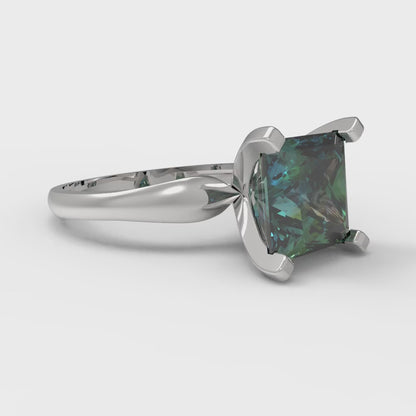 2.5 cttw Blue Moissanite Solitaire  Engagement Ring - Solid Gold (Princess Cut,7.5mm)