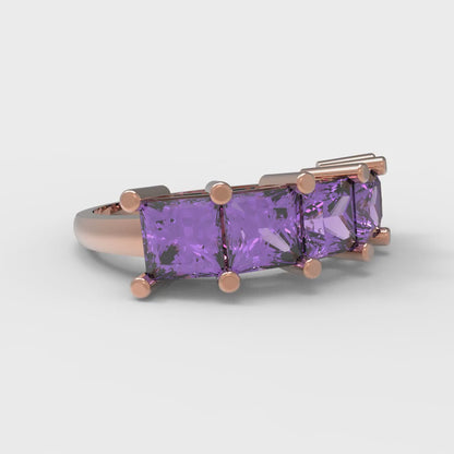 2.5 cttw Simulated Alexandrite Princess Cut Rose Gold Eternity Wedding Band