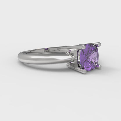 1 cttw Simulated Alexandrite Solitaire  Engagement Ring - Solid Gold (Cushion Cut,6mm)