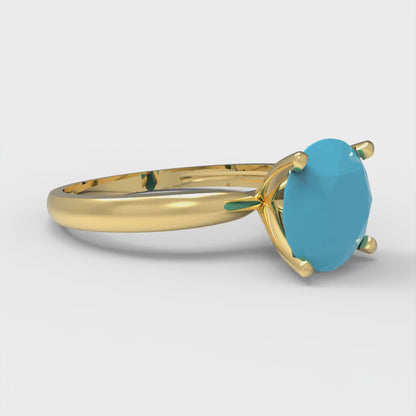 2 cttw Simulated Turquoise Solitaire  Engagement Ring - Solid Gold (Round Cut,8.0mm)