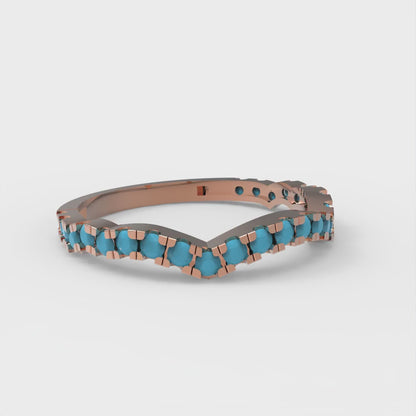 0.36 cttw Simulated Turquoise Round Cut Rose Gold Eternity Wedding Band