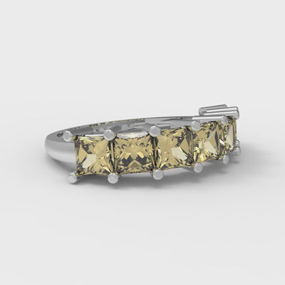 1.75 cttw Simulated Yellow Diamond Princess Cut White Gold Eternity Wedding Band