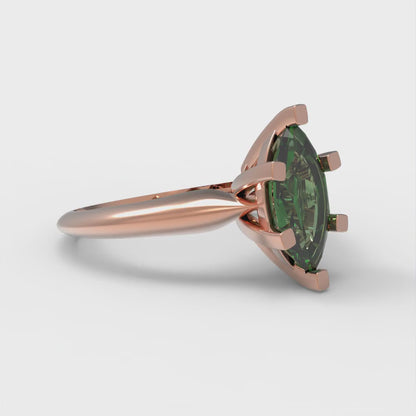 1 cttw Simulated Emerald Solitaire  Engagement Ring - Solid Gold (Marquise Cut,10x5mm)