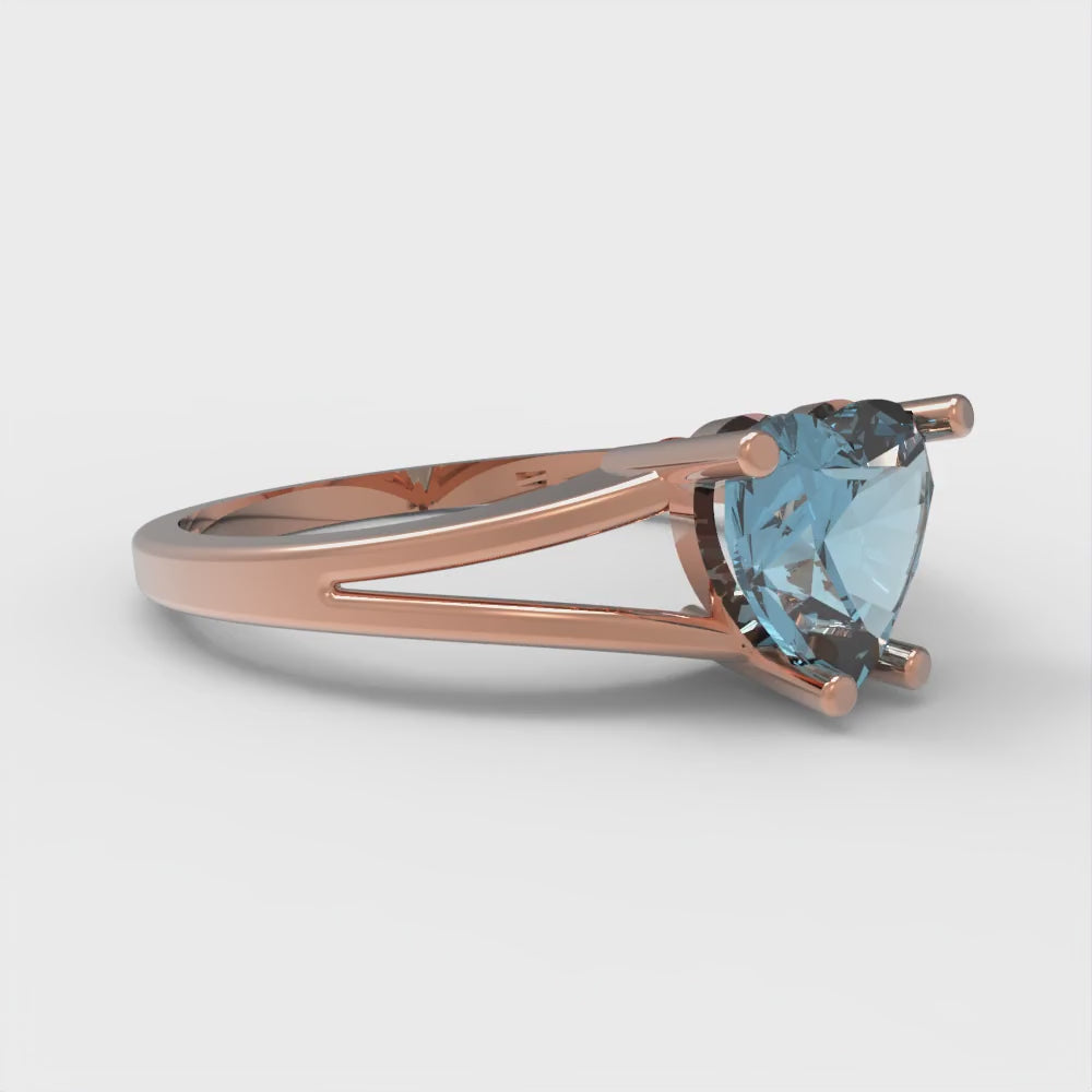 1 cttw Natural Sky Blue Topaz Solitaire  Engagement Ring - Solid Gold (Heart Cut,6.5mm)