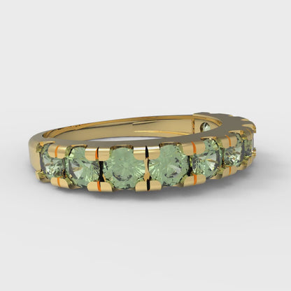 1 cttw Simulated Green Diamond Round Cut Yellow Gold Eternity Wedding Band