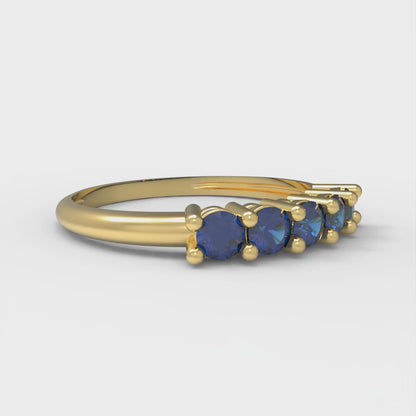 0.35 cttw Simulated Tanzanite Round Cut Yellow Gold Eternity Wedding Band
