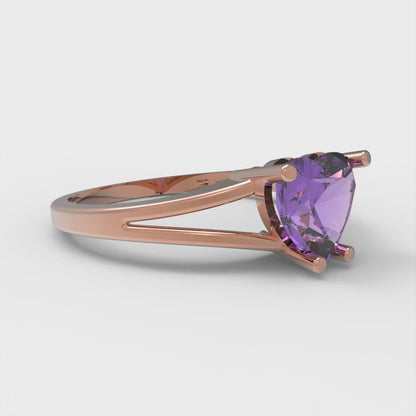 1 cttw Simulated Alexandrite Solitaire  Engagement Ring - Solid Gold (Heart Cut,6.5mm)